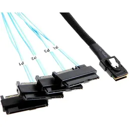 2024 Mini SAS to SAS Cable Internal 36 Pin Mini SAS SFF-8087 Host to 4 SFF-8482 Target SAS Hard Disk and SATA Power Cable 50cm High-Quality