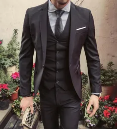 Black Slim Fit Men Sutis 2018 Notched Lapel Groom Tuxedos for Wedding Party Three Piece Latest Design Jacket Coat Pants Blazer9777110