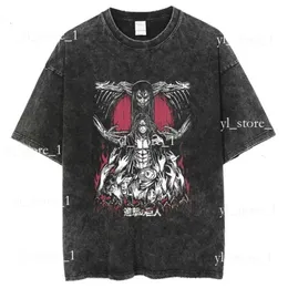 Tshirts masculinos de designer ataque de anime no titan ácido lavagem camiseta tees gráficos de verão hip hop harajuku street tops tops algodão mangá camisetas vintage para o homem 2917