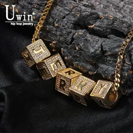 Ожерелья Uwin DIY Инициалы Ожерелье для женщин Cust Cube Письма для подвесной корок