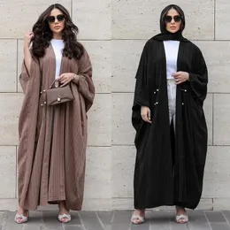 Roupas étnicas As mulheres muçulmanas usam modestos modestos modernos listrados casuais de tamanho abaya cardigan túmulos vestidos de noite