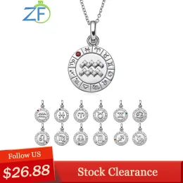Naszyjniki GZ Zongfa Oryginalne 925 srebrne srebrne 12 Naszyjnik konstelacyjny dla kobiet Natural Diamond Gems wisiorka Birthstone