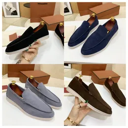 LP Shoes Summer Wak Charms Suede Laiders Moccasins Ampricot Leather Leather Men Men Dlists Dlists on Pats Women Luxury Designers Flat Dressshoe