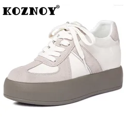 Buty swobodne Fujin 7cm tkanina syntetyczna zamsz Oryginalna skórzana platforma dla kobiet klinowe panie grube trampki Wysokie marka moda vulcanize