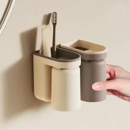 Toothbrush Innovate Wall Mounted Toothbrush Toothpaste Storage Holder Couple Mouth Cup Shelf Reverse Buckle Type Rack Bathroom Accessories