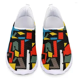 Casual Shoes Creative The Geometric Pattern Printing Sneakers Summer Women Air Mesh Flats Beach