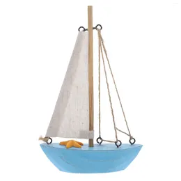 Decorative Figurines Office Decor Boat Model Tabletop Sailboat Vintage Wooden Ornament Interior Decoration Adornment