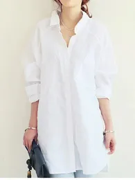 Плюс размер повседневная женская блузка шикарная осень Midi Button Solid Top Женская зимняя рубашка с длинными рукавами Элегантная женская 240419