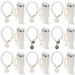 Schlüsselanhänger Lanyards Brief Zauber für Cup Pearl Chain Accessoires Initiale Charm