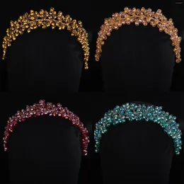 Headpieces 5Colors Crystal Bridal Hair Accessories Red Princess Crown Wedding Head Jewelry For Women Blue Tiaras Handmade Hoop