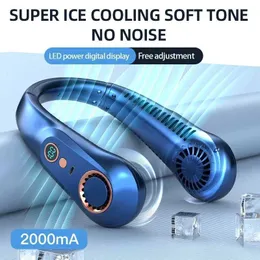 Outros aparelhos fãs de pescoço pendurado com tela digital Fan Portable Mini Air Cooler USB Charging Presente Elétrica Novidade J240423