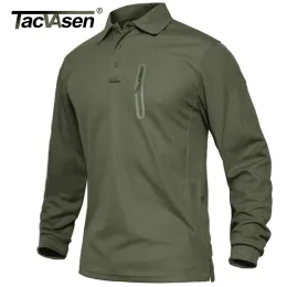 Schroevendraaiers Tacvasen Zipper Pocket Tactical Work Shirt رجال طويل الأكمام القمصان Polos القمصان غير الرسمية للجولف الرياضية العسكرية قمم العسكرية