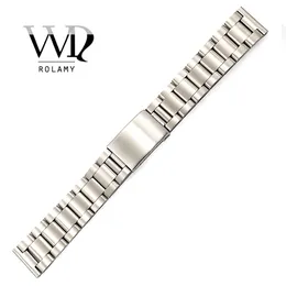 Rolamy Watch Band 18 19 20mm 316L in acciaio inossidabile in acciaio inossidabile Bracciale di ostrica vecchia spazzota in argento Dritta 240409