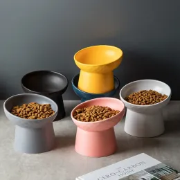 Alimentazione di ciotola per acqua per alimenti in stile gatto animali domestici ceramica che mangia piatti alti pazzi alzati cuccioli di gatti opachi ciotole elevate per cani elevate