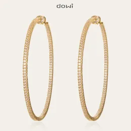 Earrings 20/40/65mm Luxury Brand Huge Statement Hoop Earrings with Shiny Cubic Zirconia Fashion Copper Big Round Cirle Women Earring