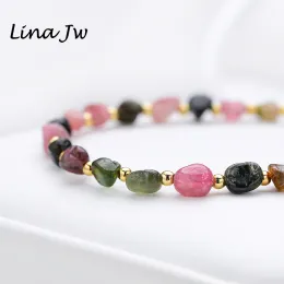 Strands 3*5mm Bracelet Natural Stone Luxury Quality Jewelry for Women Tourmaline Bts Handmade Baroque Party /Wedding Luxury Gift Set