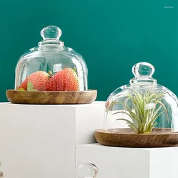 ألواح حلوى خشبية علبة علبة Mousto Round Glass Top Multi-Functional Scony