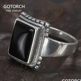 Eheringe Solid 925 Sterling Sier Lucifer mit schwarzem Onyx Naturstein handgefertigtes Statement Ring TV Show Schmuck 240125 Drop deliv dh0g3