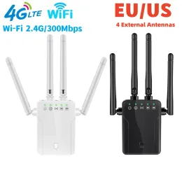 Routers WiFi Router 4G WiFi Repeater med 4 externa antenner Signalförstärkare Extender 2.4G/300Mbps WiFi Signalförstärkare Repeater