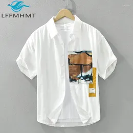 Camicie casual maschile 8035 cotone di alta qualità camicia a maniche corte estate chic patchwork semplici camicette con adolescenti da streetwear di base per adolescenti