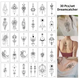 Tatuagens 30pcs Tattoo temporário adesivo Moon estrela inglês esboço de flor de flor de água falhas de tatuagem falsa para homens meninas garotas garotas