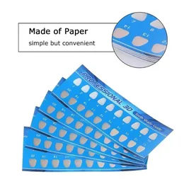 100 Pcs 20 Colors Teeth Whitening Shade Guide Paper Chart Card for Tooth Whiter Effective Compare Professional Dental Supplies