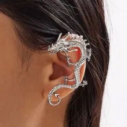 Kolczyki Dragon Ear Clip Vintage Punk Jewelry Akcesoria Kolczyki dla kobiet i mężczyzn Klip na kolczykach Boucle Oreille Femme 2023 Party