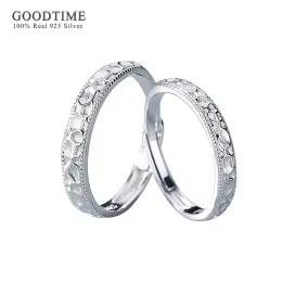 Ringe Fashion Stone Grain Frosted Open Ring rein 100% 925 Sterling Silber Jubiläum Liebhaber Geschenk Jubiläum Schmuck für Frauen Männer