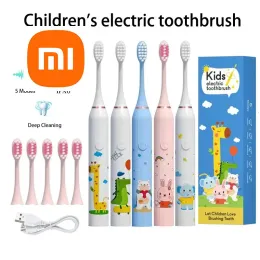 Köpfe Xiaomi Kinder sauber klang elektrische Zahnbürsten -Cartoon -Muster für Kinder mit Ersatzzahnbürste Kopf Zahnbürste weich