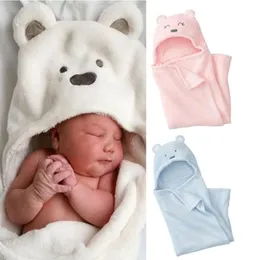 Kapuze Plüsch Swaddle Decke extra weiche Decke Premium 100% Korallen Samt Badetücher für Kinder Neugeborene freudige Cartoon DEGHRE216O