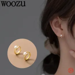 Orecchini Woozu 925 Sterling Silver Fashion Eleganti orecchini a cerchio per perle naturali per donne per donne Accessori per gioielli dolci