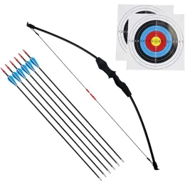 Arrow 45 Inch Recurve Bow Archery Red Limbs for Youth Beginner Practice and Outdoor Shooting Right and Left Hand with 6 Fiberglass Arr