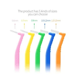 10pcs L شكل فرش بين الأسنان يزيل ثبات الأسنان الأداة لنظافة العناية بالفم بلاك 0.4 مم 0.6 مم 0.7 مم 0.8 مم 1.2-1.5 ملم