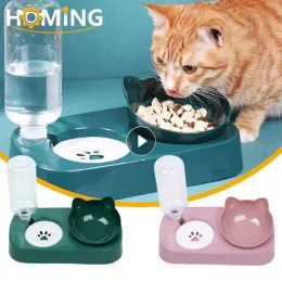 Supplies Pet Cat Dog Bowl Automático alimentador de gato tigela com tigela de água bebendo tigela levantada tigelas de prato tigelas de gato tigela de água