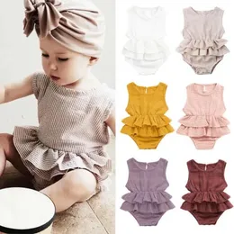 Newborn Cotton Linen Romper Kids Baby Girls Clothes Sleeveless Romper Cotton&Linen Toddler One-Piece Sunsuit Outfit Suite Clothing Sets LL
