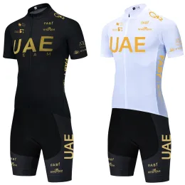 Sets UAE Cycling Jersey Set 2024 Man's Team Short Sleeve Cycling Clothing MTB Bike Uniform Maillot Ropa Ciclismo Summer Bicycle Wear