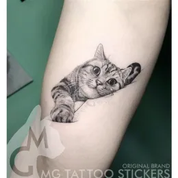 Tattoos Tatoo Waterproof Cat Japanese Cute Pet Arm Semi Permanent Tattoo Cat Animal Funny Tattoo Sticker Temporary Tattoos for Men Women