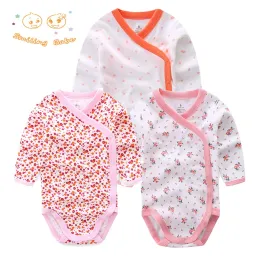 Pieces sorridente gata 3 PCs/lote Moda Bodysuits Bodys Bolysuit infantil Rouva de manga longa para bebê conjunto de roupas de verão
