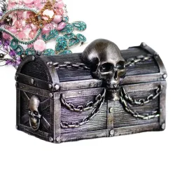 Bins Pirate Theme Treasure Box Storage Gold Coins Crystal Gems Smyckesbox Prop For Halloween Party Favor Birthday Present Toy Figures