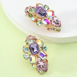 Stud Earrings Modern Shiny Rhinestone Glass Flower Decor For Women Trend Luxury Fairy Wedding Party Jewelry Ear Accessories Gift