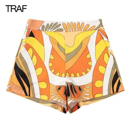 Traf Woman Short Shorts Y2K Summer Mini Shorts Print Womens Shorts Rave kjol Shorts Bottoms 240420