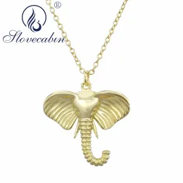 Halsketten Slovecabin 2020 Neu 925 Sterling Silber Elephant Animel Halskette 2020 Großer großer Anhänger Gold Langkette Frauen Luxusschmuck