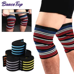 Pads BRACETOP 1 Paar Sport elastischer Knie Verband Cross Fit Fiess Druckriemen für Fitnessstudio Gewicht Hebeplatten Beintraining Wrap Wrap