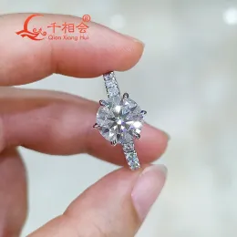 Ringar 3CT 9mm Ring 2/3 Band 925 Sterling Silver D Color VVS Round Moissanite Diamond Jewelry Making Wedding Gatting