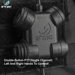 Tillbehör Ztac Tactical Dual PTT Enkel hörlurar Tillbehör Soffai 7 Typ Militär Airsoft Headset för jakt Skytte Baofeng