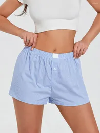 Shorts femininos wsevypo xadrez casual para primavera no verão lounge streetwear médio cintura elástica slim calça curta