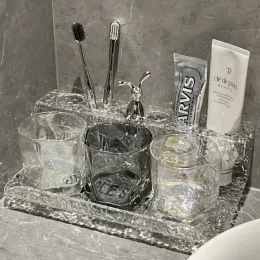 歯ブラシの豪華な歯ブラシラックウォッシュスタンド歯ブラシカップ歯ブラシホルダーガーグルカップセットバスルーム収納ラックバスルームの装飾