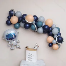 파티 장식 61pcs Blue Silver Balloons Garland Space Baby Shower Blast Off 생일 갤럭시 주제 달에 테마