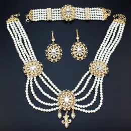 Socchi di colore oro Marocco Luxuriant Bride Set di gioielli per perle Collana perle Bracciale per le donne