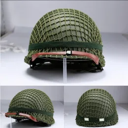 Parts Us Army M1 Green Helmet Replica Adjustable with Net/canvas Chin Strap Tactical Paintball Gear Steel Helmet for Adults